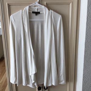 Always Indigo Size M White Cascade Open Front Cardigan lightweight